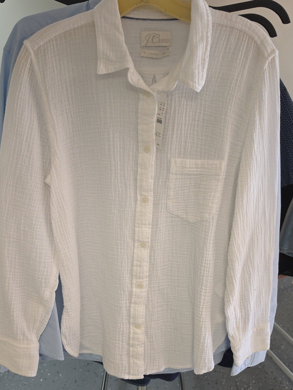 J. Crew White Cotton Gauze Long-Sleeve Button-Down